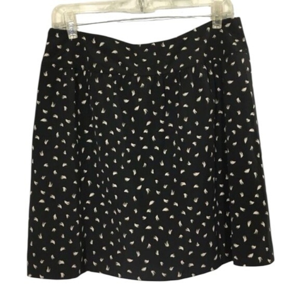LOFT Women‎ Black Abstract Feather Print A-Line Mini Skirt Size 6